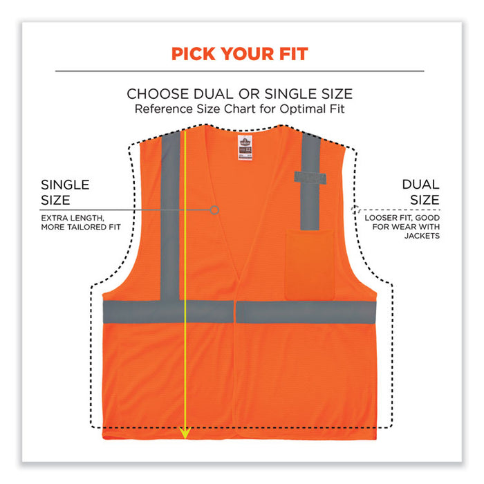 GloWear 8210HL-S Single Size Class 2 Economy Mesh Vest, Polyester, X-Large, Orange