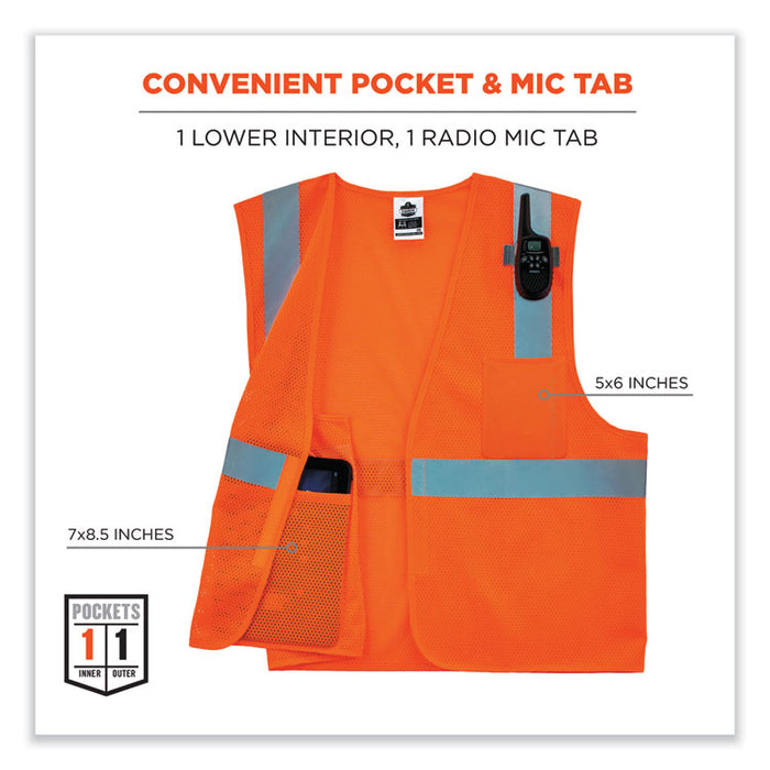 GloWear 8210HL-S Single Size Class 2 Economy Mesh Vest, Polyester, 5X-Large, Orange