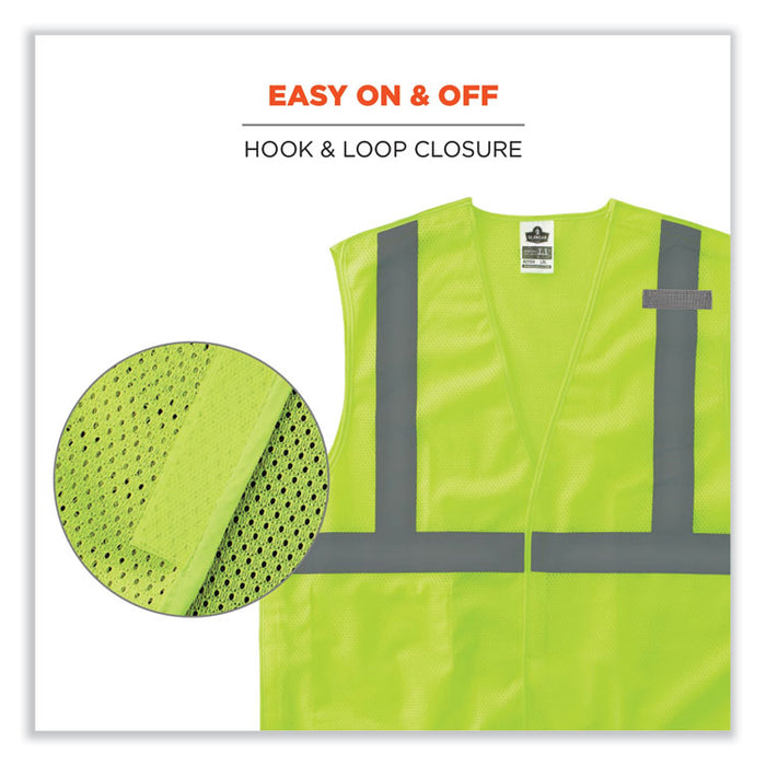 GloWear 8215BA-S Single Size Class 2 Economy Breakaway Mesh Vest, Polyester, Small, Lime