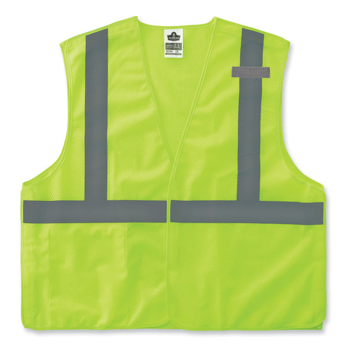 GloWear 8215BA-S Single Size Class 2 Economy Breakaway Mesh Vest, Polyester, Medium, Lime