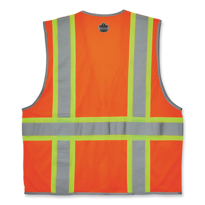 GloWear 8246Z-S Single Size Class 2 Two-Tone Mesh Vest, Polyester, 5X-Large, Orange