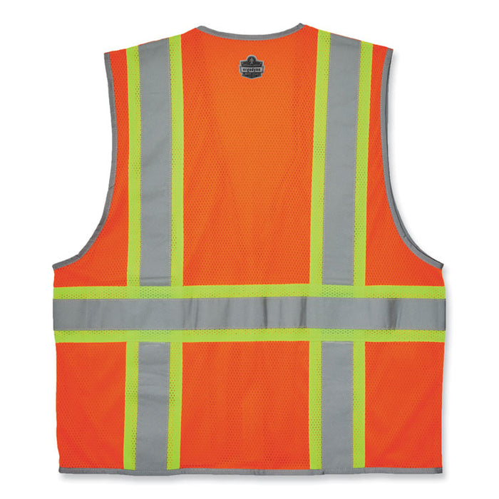 GloWear 8246Z-S Single Size Class 2 Two-Tone Mesh Vest, Polyester, 4X-Large, Orange