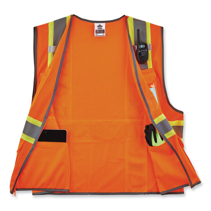 GloWear 8246Z-S Single Size Class 2 Two-Tone Mesh Vest, Polyester, 3X-Large, Orange