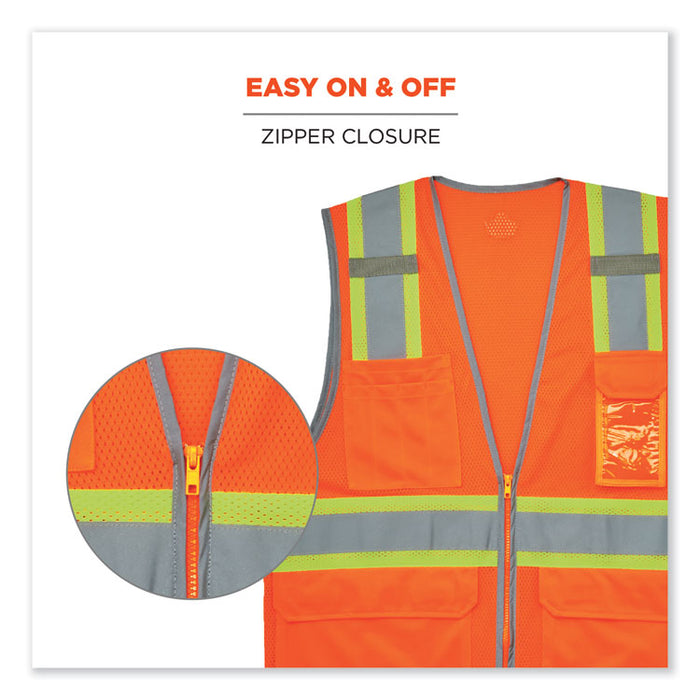 GloWear 8246Z-S Single Size Class 2 Two-Tone Mesh Vest, Polyester, X-Large, Orange