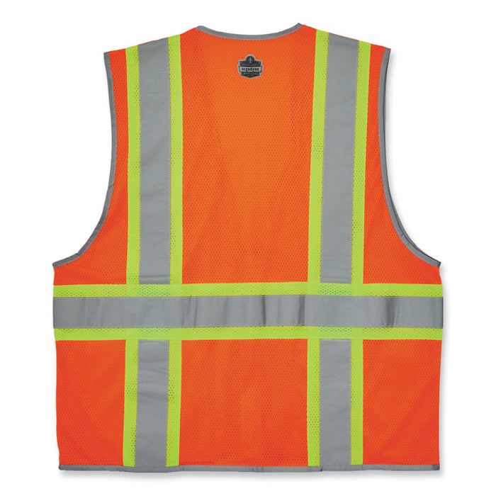 GloWear 8246Z-S Single Size Class 2 Two-Tone Mesh Vest, Polyester, Small, Orange