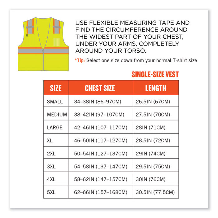 GloWear 8246Z-S Single Size Class 2 Two-Tone Mesh Vest, Polyester, 3X-Large, Lime