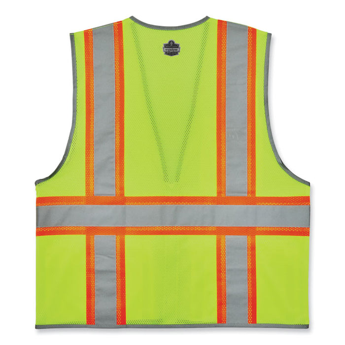 GloWear 8246Z-S Single Size Class 2 Two-Tone Mesh Vest, Polyester, X-Large, Lime