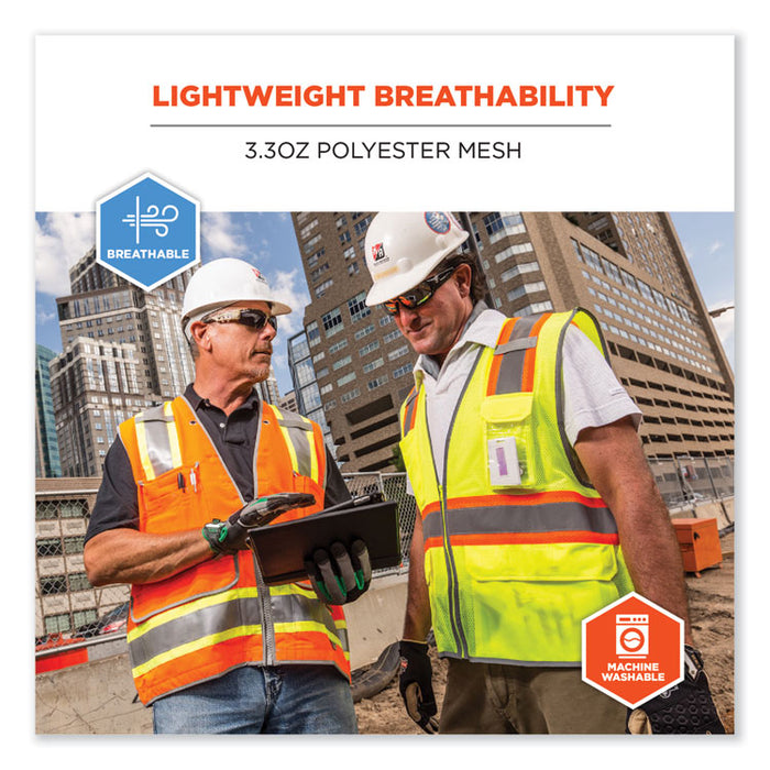 GloWear 8246Z-S Single Size Class 2 Two-Tone Mesh Vest, Polyester, Medium, Lime
