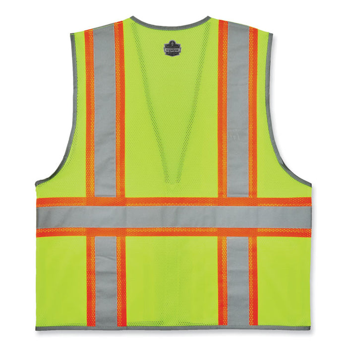 GloWear 8246Z-S Single Size Class 2 Two-Tone Mesh Vest, Polyester, Medium, Lime