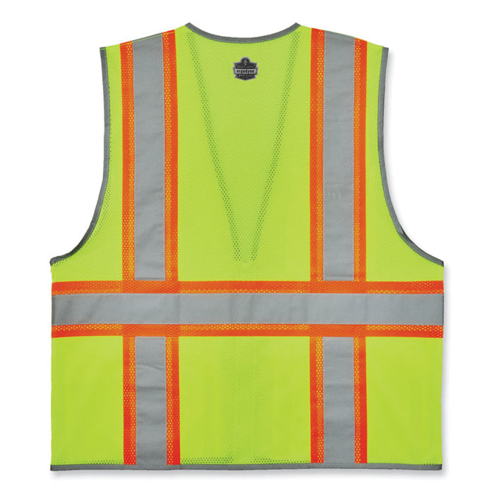 GloWear 8246Z-S Single Size Class 2 Two-Tone Mesh Vest, Polyester, Small, Lime