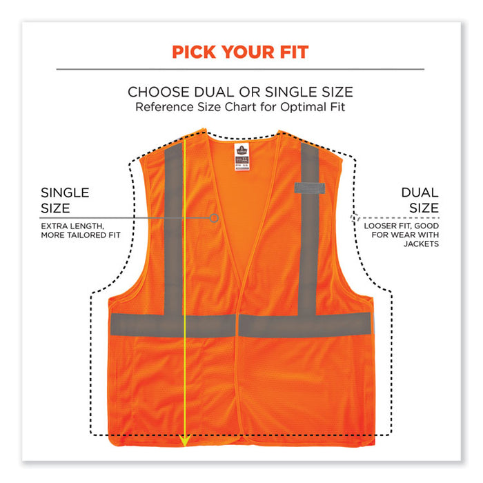 GloWear 8215BA-S Single Size Class 2 Economy Breakaway Mesh Vest, Polyester, 4X-Large, Orange