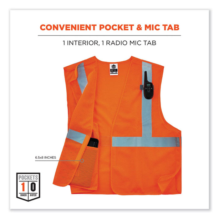 GloWear 8215BA-S Single Size Class 2 Economy Breakaway Mesh Vest, Polyester, 3X-Large, Orange