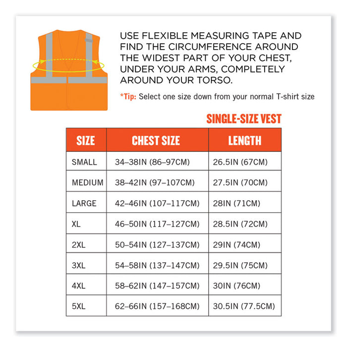 GloWear 8215BA-S Single Size Class 2 Economy Breakaway Mesh Vest, Polyester, 2X-Large, Orange