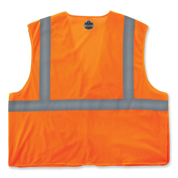 GloWear 8215BA-S Single Size Class 2 Economy Breakaway Mesh Vest, Polyester, Large, Orange