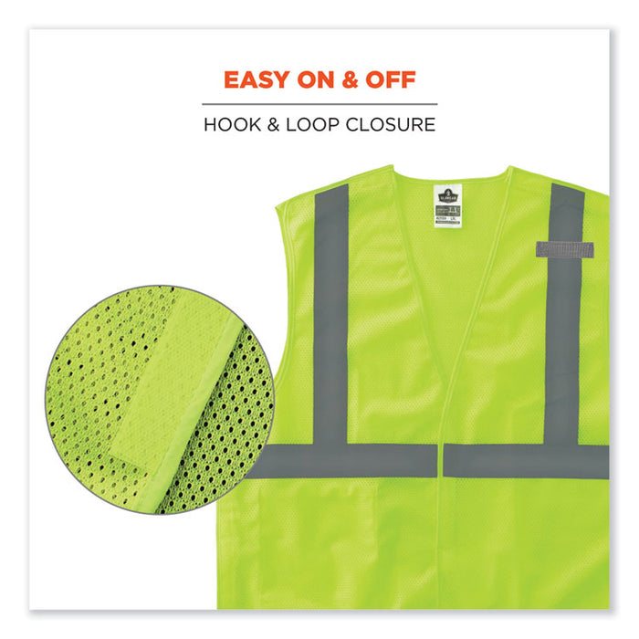 GloWear 8215BA-S Single Size Class 2 Economy Breakaway Mesh Vest, Polyester, 3X-Large, Lime