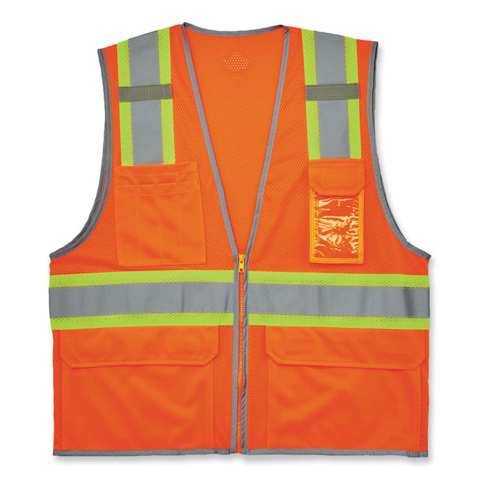 GloWear 8246Z-S Single Size Class 2 Two-Tone Mesh Vest, Polyester, 5X-Large, Orange