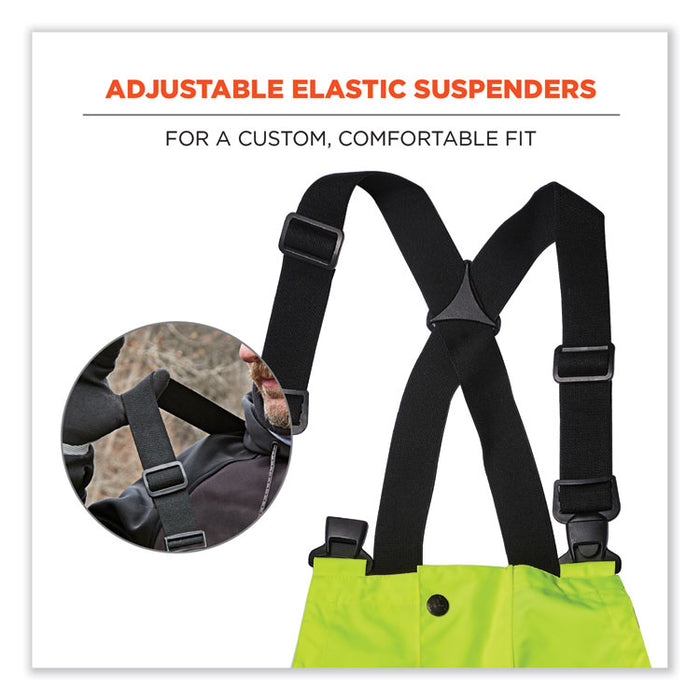 GloWear 8918BK Class E Hi-Vis Rain Bibs Black Bottom, Large, Lime