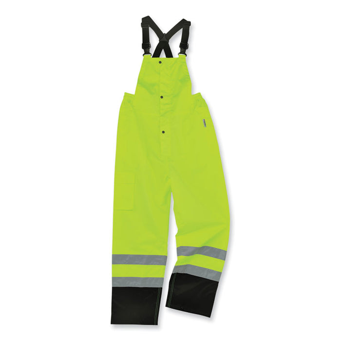 GloWear 8918BK Class E Hi-Vis Rain Bibs Black Bottom, Large, Lime