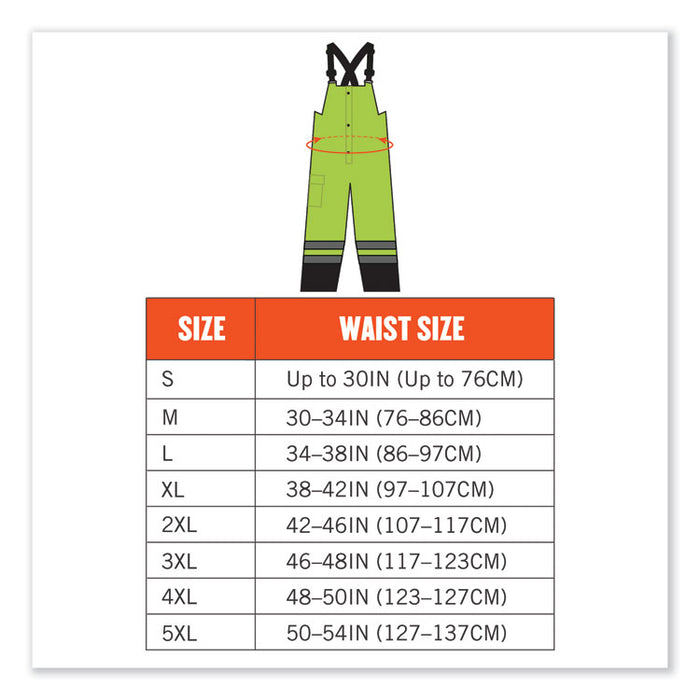 GloWear 8918BK Class E Hi-Vis Rain Bibs Black Bottom, 4X-Large, Lime