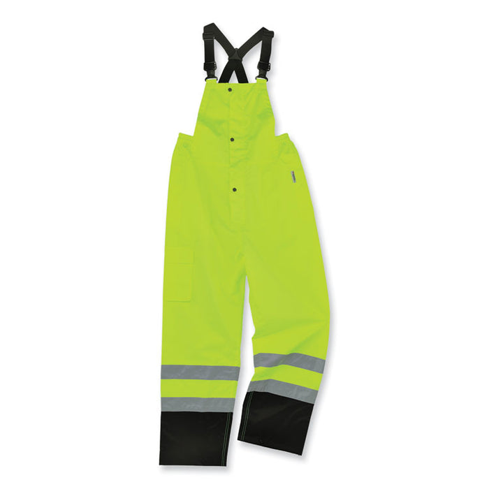 GloWear 8918BK Class E Hi-Vis Rain Bibs Black Bottom, 5X-Large, Lime