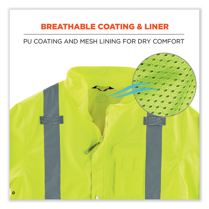 GloWear 8365BK Class 3 Hi-Vis Rain Jacket Black Bottom, Small, Lime