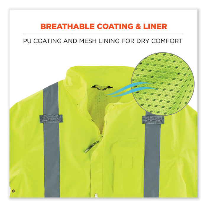 GloWear 8365BK Class 3 Hi-Vis Rain Jacket Black Bottom, Medium, Lime
