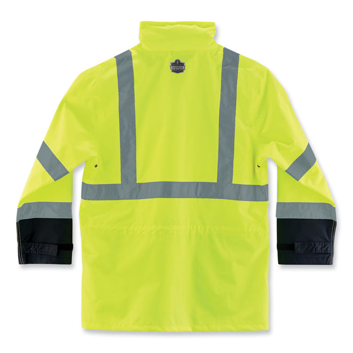 GloWear 8365BK Class 3 Hi-Vis Rain Jacket Black Bottom, Large, Lime