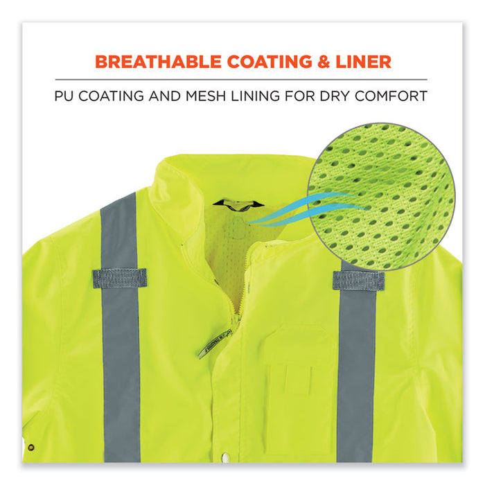 GloWear 8365BK Class 3 Hi-Vis Rain Jacket Black Bottom, 3X-Large, Lime