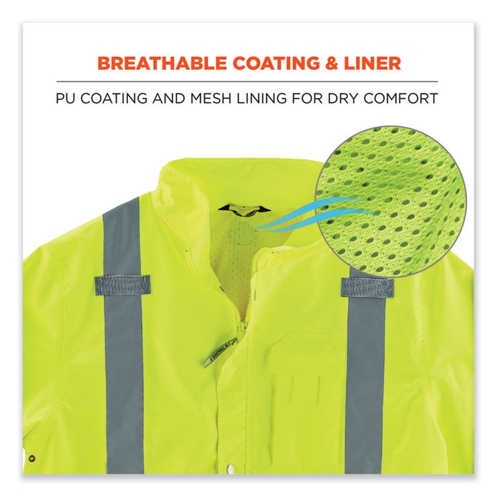 GloWear 8365BK Class 3 Hi-Vis Rain Jacket Black Bottom, 4X-Large, Lime