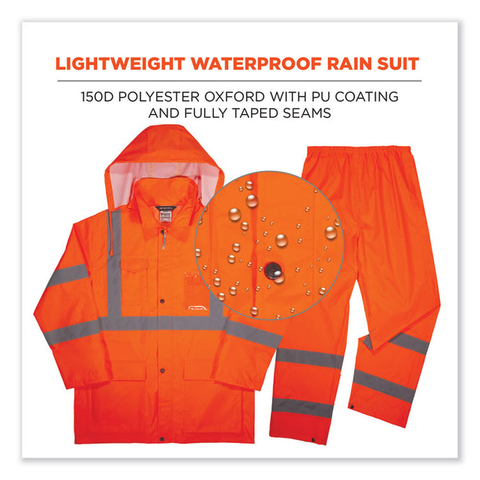 GloWear 8376K Lightweight HV Rain Suit, Large, Orange