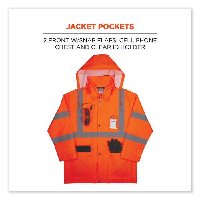 GloWear 8376K Lightweight HV Rain Suit, Large, Orange