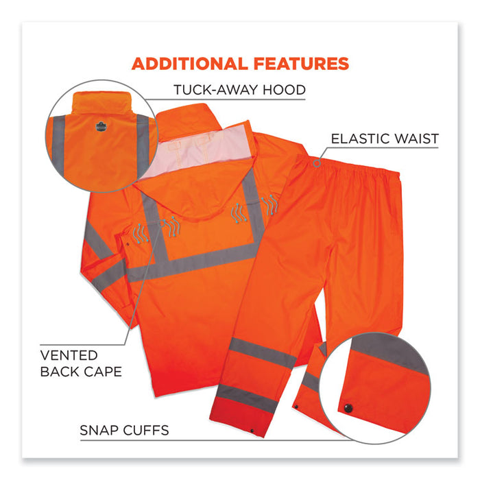 GloWear 8376K Lightweight HV Rain Suit, X-Large, Orange