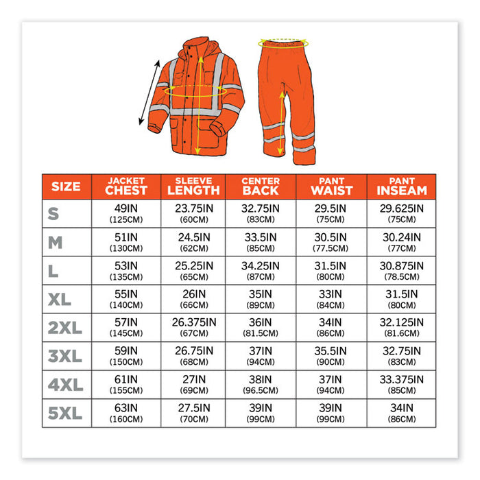 GloWear 8376K Lightweight HV Rain Suit, X-Large, Orange