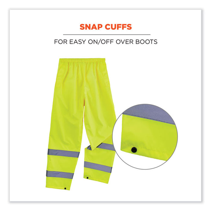 GloWear 8916 Class E Lightweight Hi-Vis Rain Pants, Medium, Lime