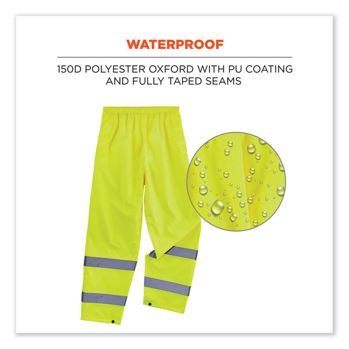 GloWear 8916 Class E Lightweight Hi-Vis Rain Pants, Large, Lime