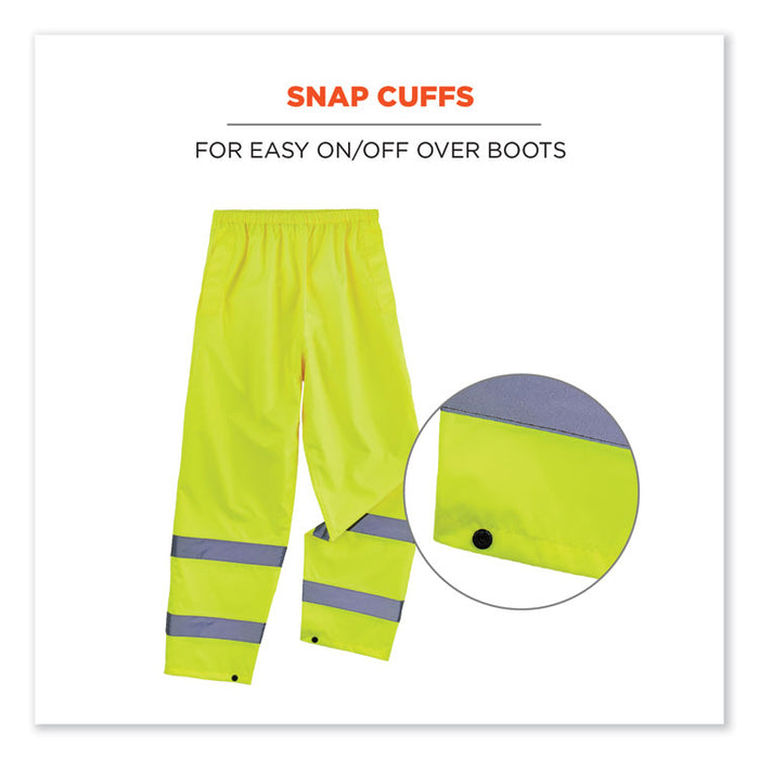 GloWear 8916 Class E Lightweight Hi-Vis Rain Pants, Large, Lime
