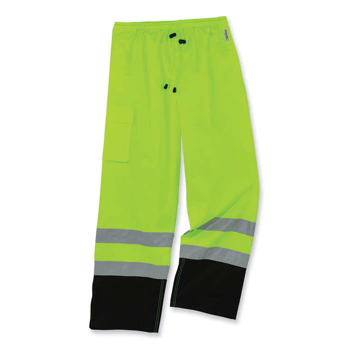 GloWear 8915BK Class E Hi-Vis Rain Pants Black Bottom, Small, Lime