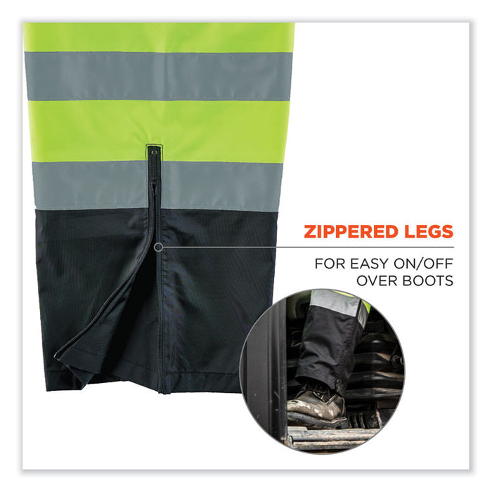 GloWear 8915BK Class E Hi-Vis Rain Pants Black Bottom, Medium, Lime