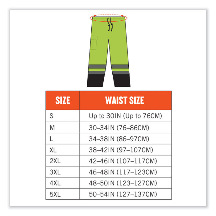 GloWear 8915BK Class E Hi-Vis Rain Pants Black Bottom, Medium, Lime