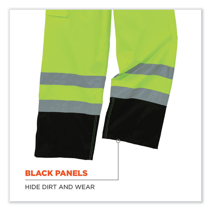 GloWear 8915BK Class E Hi-Vis Rain Pants Black Bottom, 5X-Large, Lime