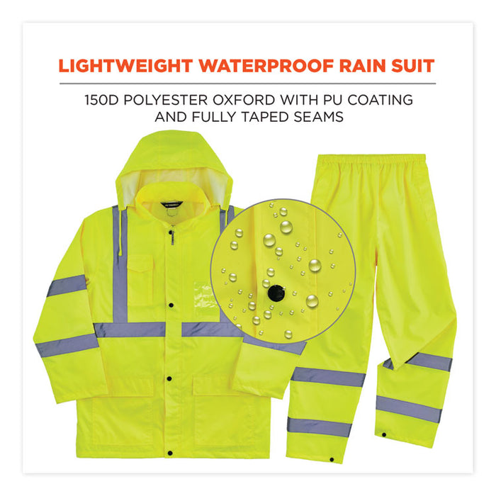 GloWear 8376K Lightweight HV Rain Suit, Medium, Lime