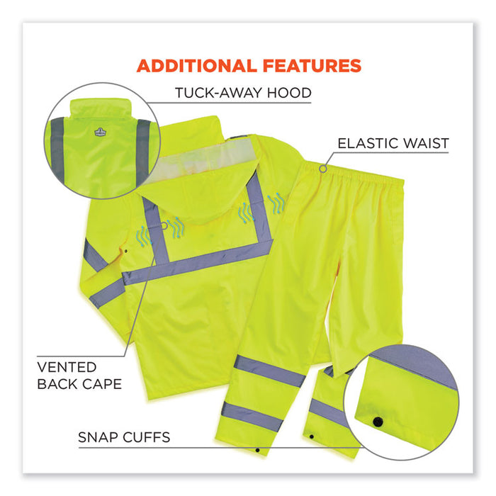 GloWear 8376K Lightweight HV Rain Suit, Large, Lime