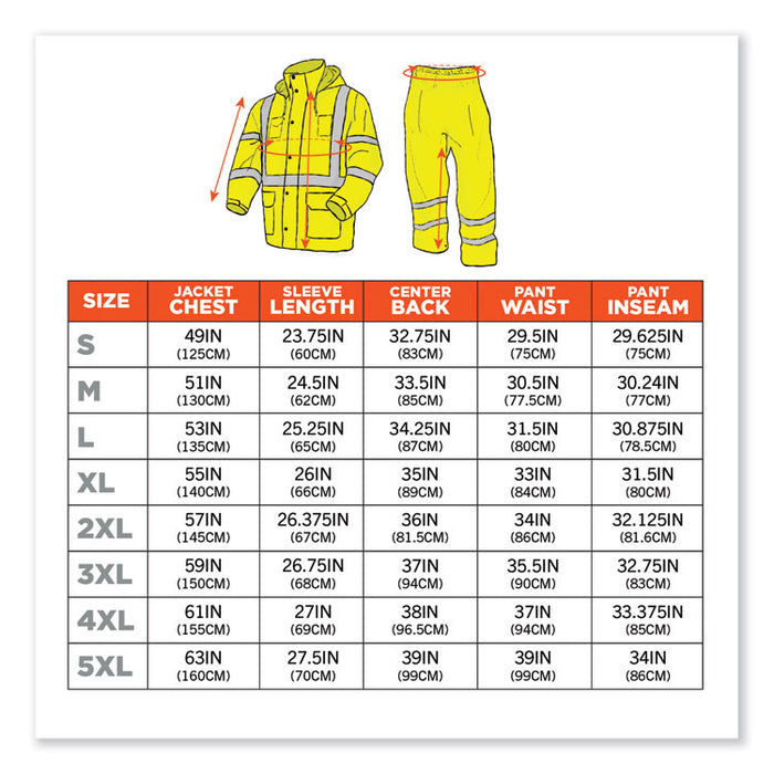 GloWear 8376K Lightweight HV Rain Suit, Large, Lime
