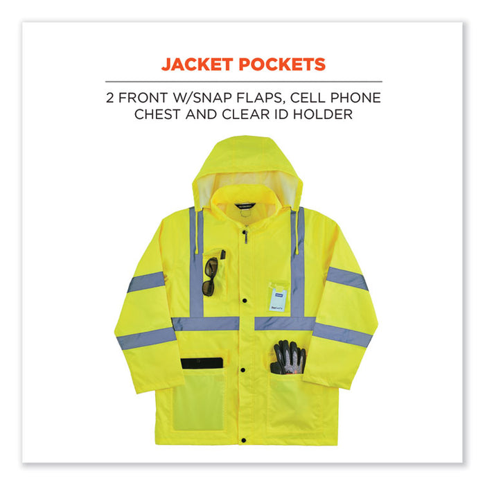 GloWear 8376K Lightweight HV Rain Suit, X-Large, Lime