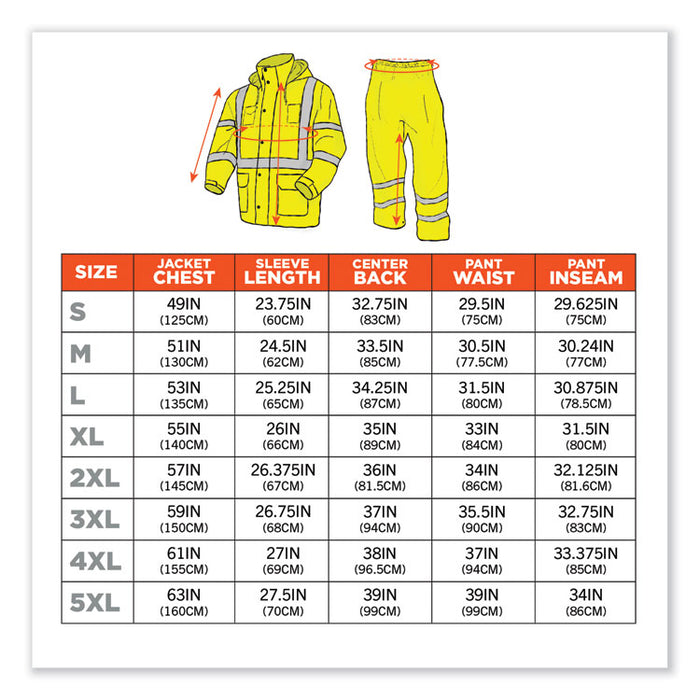 GloWear 8376K Lightweight HV Rain Suit, X-Large, Lime