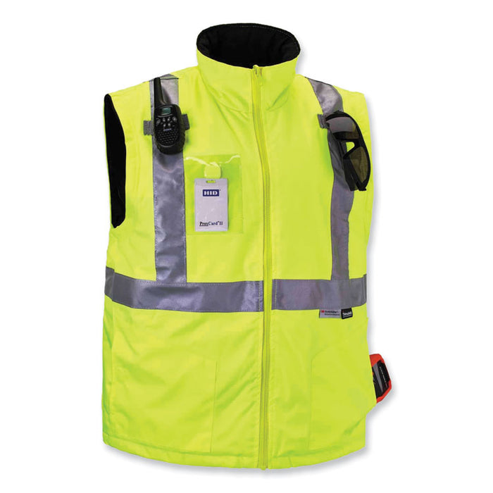 GloWear 8287 Class 2 Hi-Vis Jacket with Removable Sleeves, Large, Lime