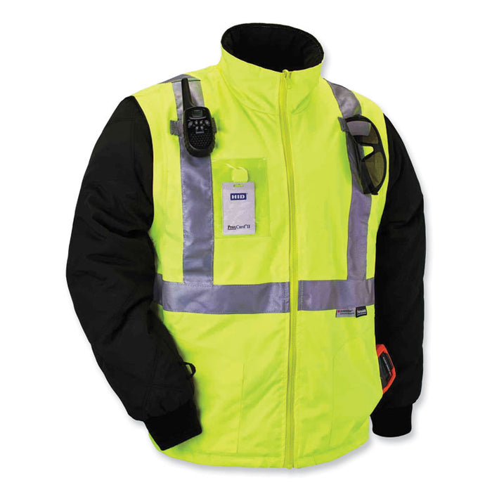 GloWear 8287 Class 2 Hi-Vis Jacket with Removable Sleeves, X-Large, Lime