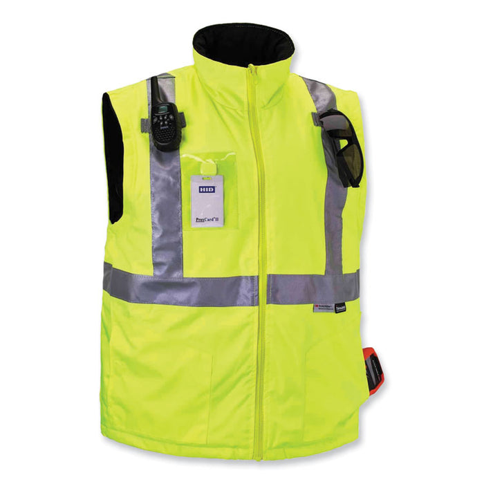 GloWear 8287 Class 2 Hi-Vis Jacket with Removable Sleeves, X-Large, Lime