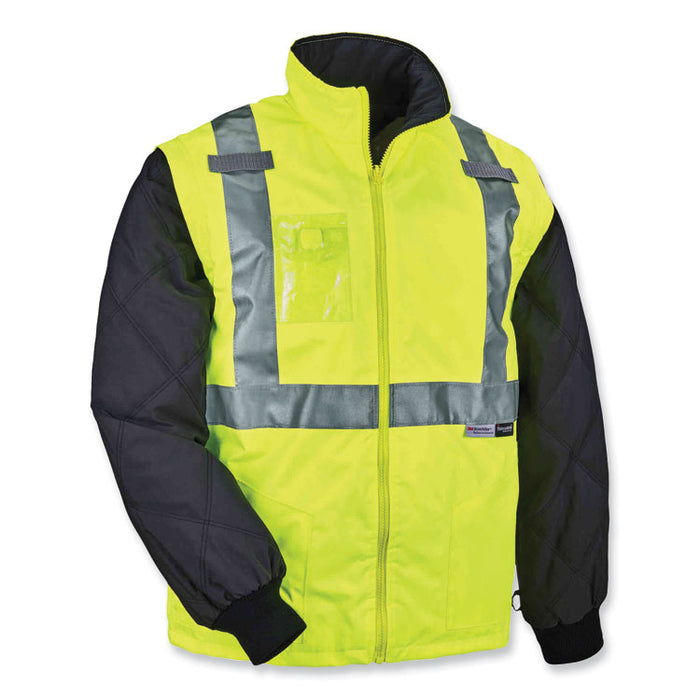GloWear 8287 Class 2 Hi-Vis Jacket with Removable Sleeves, 4X-Large, Lime