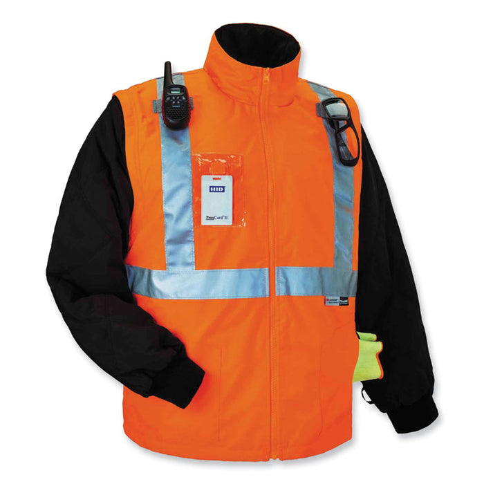 GloWear 8287 Class 2 Hi-Vis Jacket with Removable Sleeves, Medium, Orange